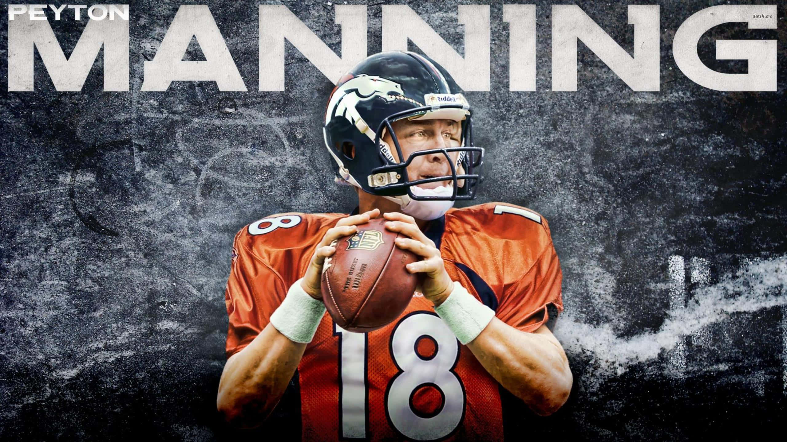 Peyton Manning, orange jersey number 18, football mid-throw, 2K Desktop Wallpaper