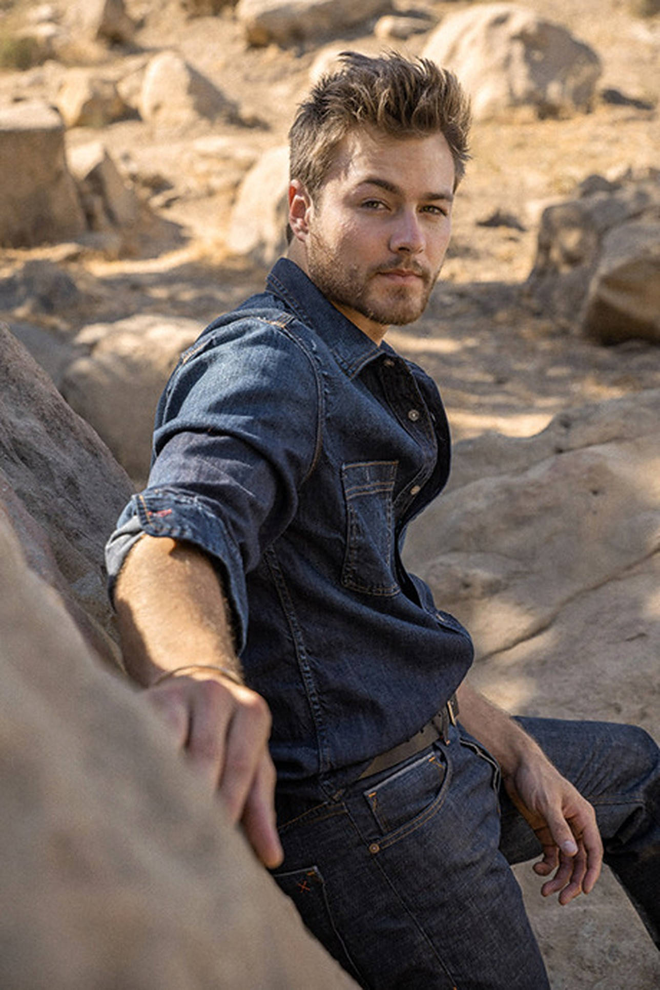 Peyton Meyer, denim, desert canyon, Full HD Phone Wallpaper