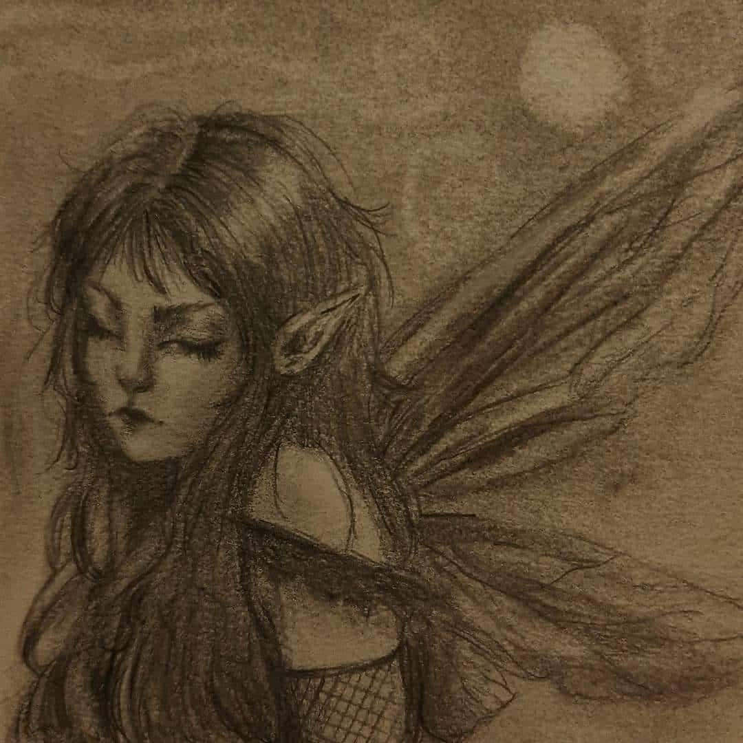 emo fairy, long hair, delicate wings, SD Desktop Wallpaper