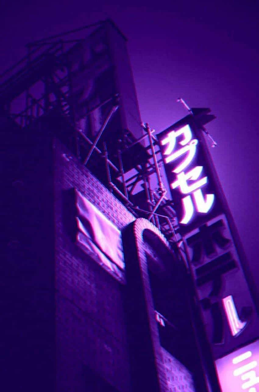 neon sign, purple, brick building, HD Phone Wallpaper