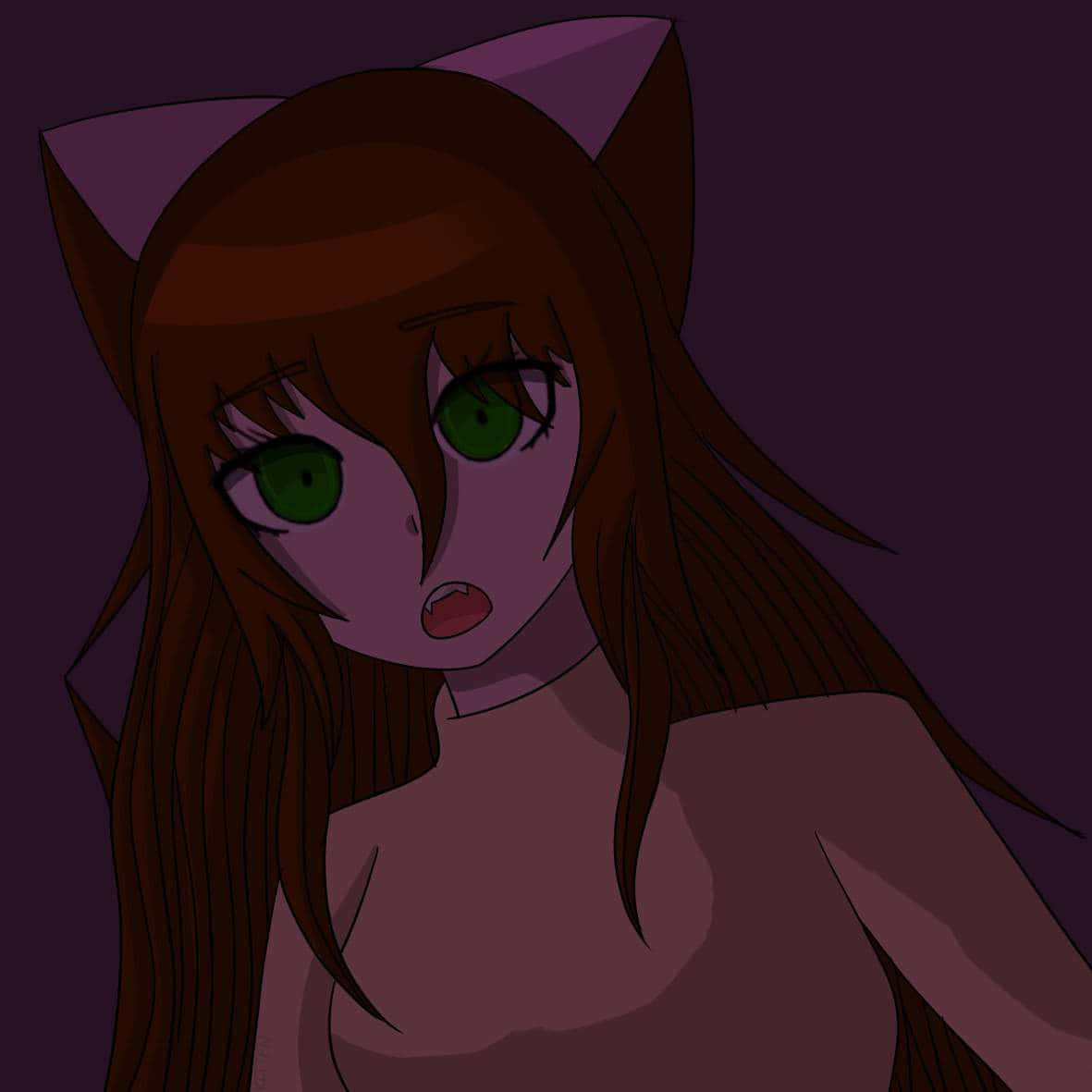 red girl, cat ears, green eyes, SD Desktop Wallpaper