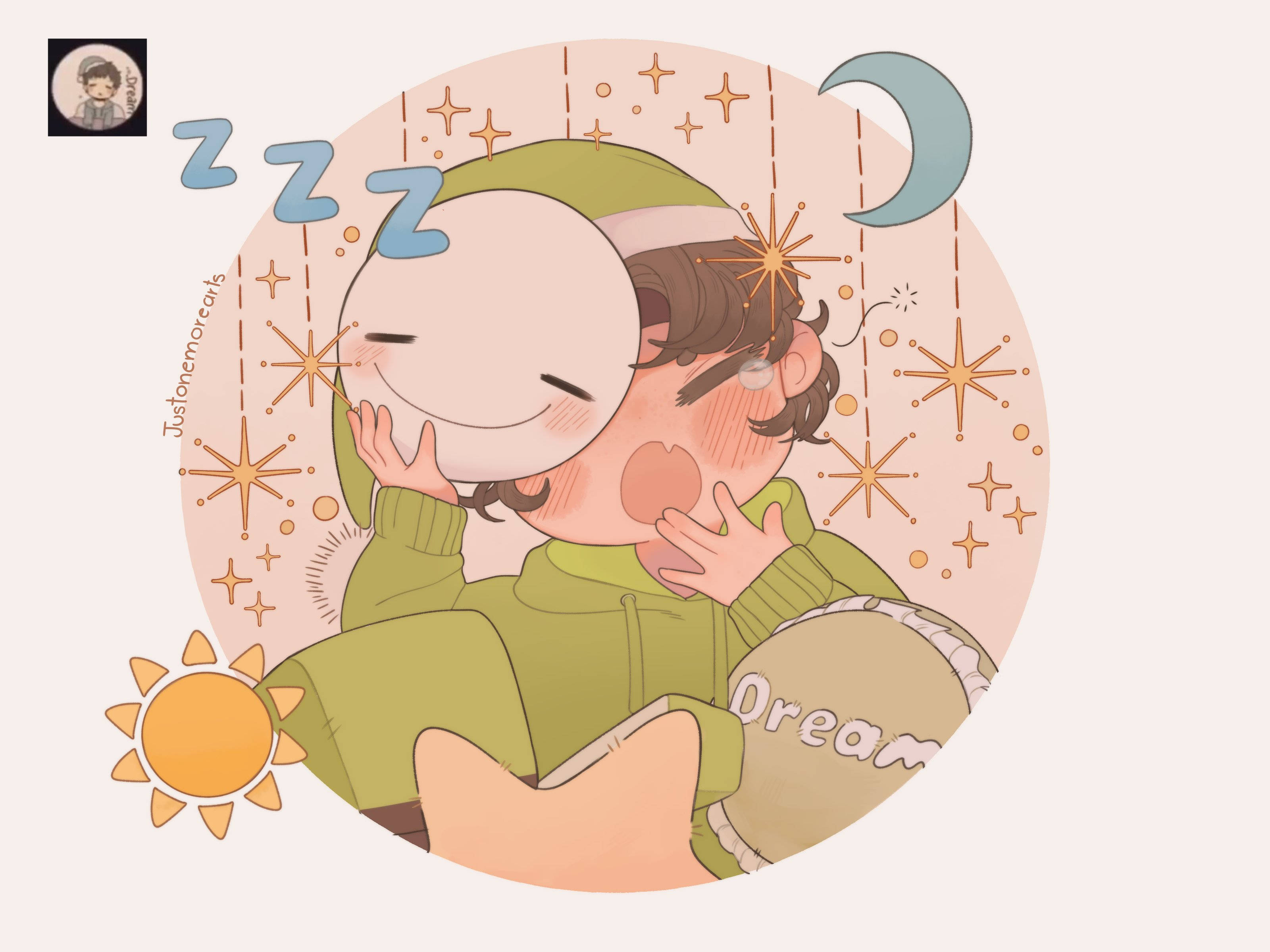 Sleepy Child, anime-style character, green hoodie, 2K Desktop Wallpaper