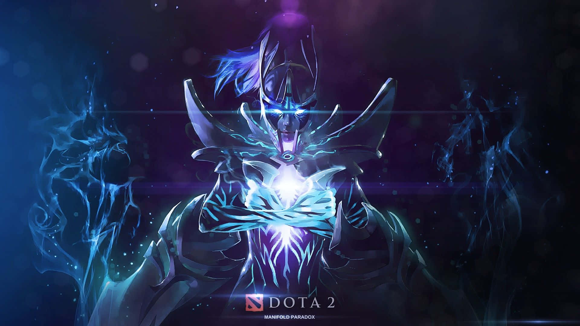 Phantom Assassin, glowing blue armored hero, glowing eyes, Full HD Desktop Wallpaper