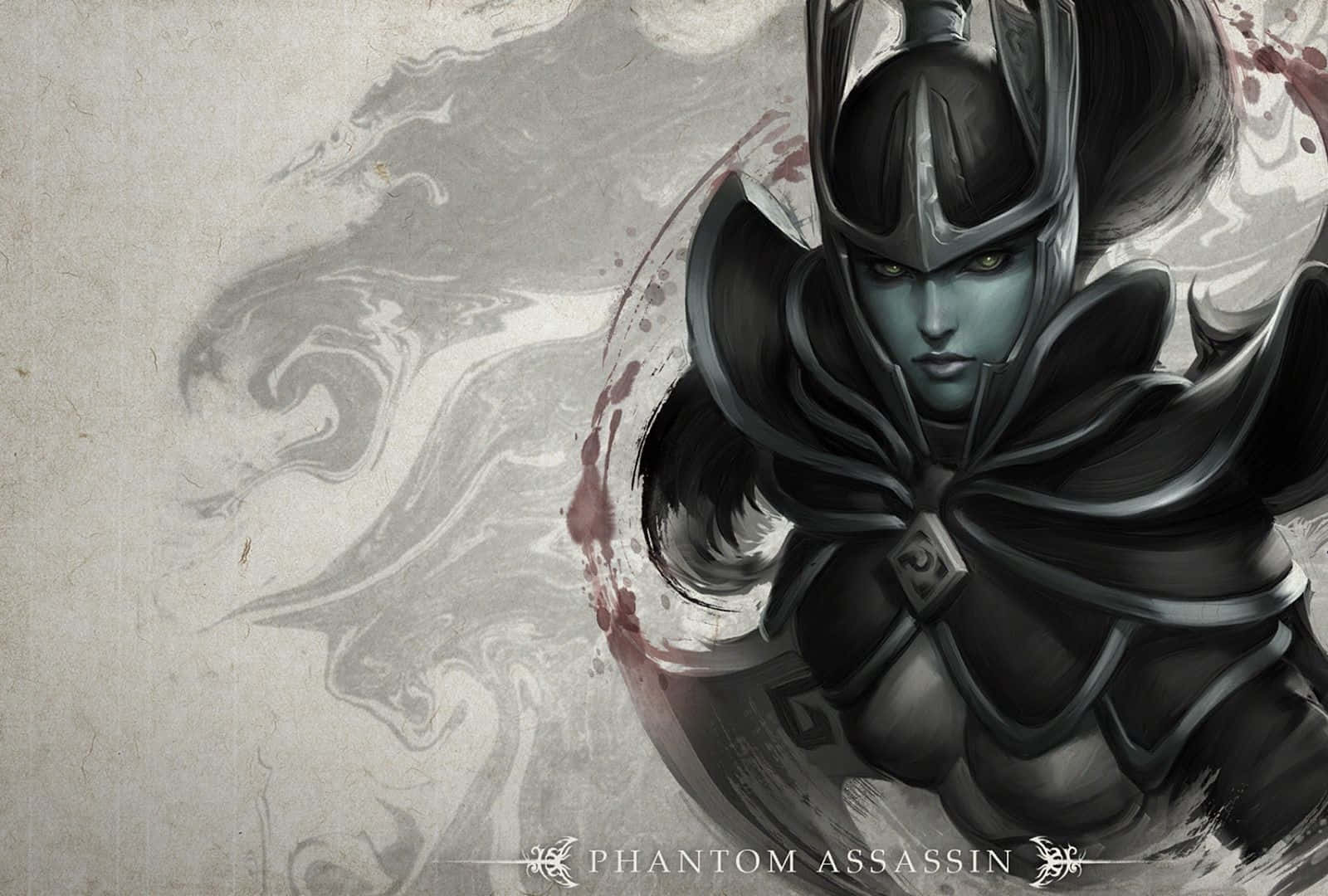 Phantom Assassin, glowing eyes, blood splatters, HD Desktop Wallpaper