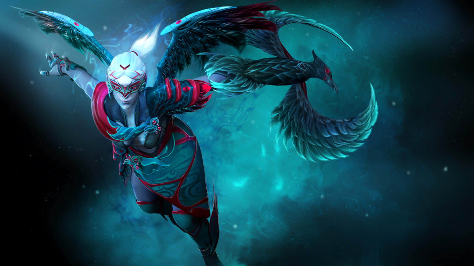 Phantom Assassin, glowing wings, dragon companion, Full HD Desktop Wallpaper