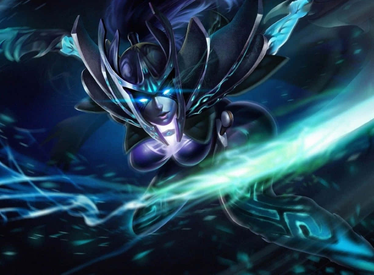 Phantom Assassin, glowing blue eyes, energy blades, SD Desktop Wallpaper