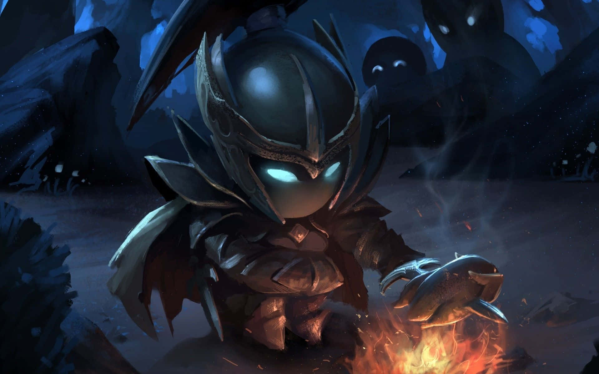 Phantom Assassin, glowing blue eyes, dark cave, Full HD Desktop Wallpaper