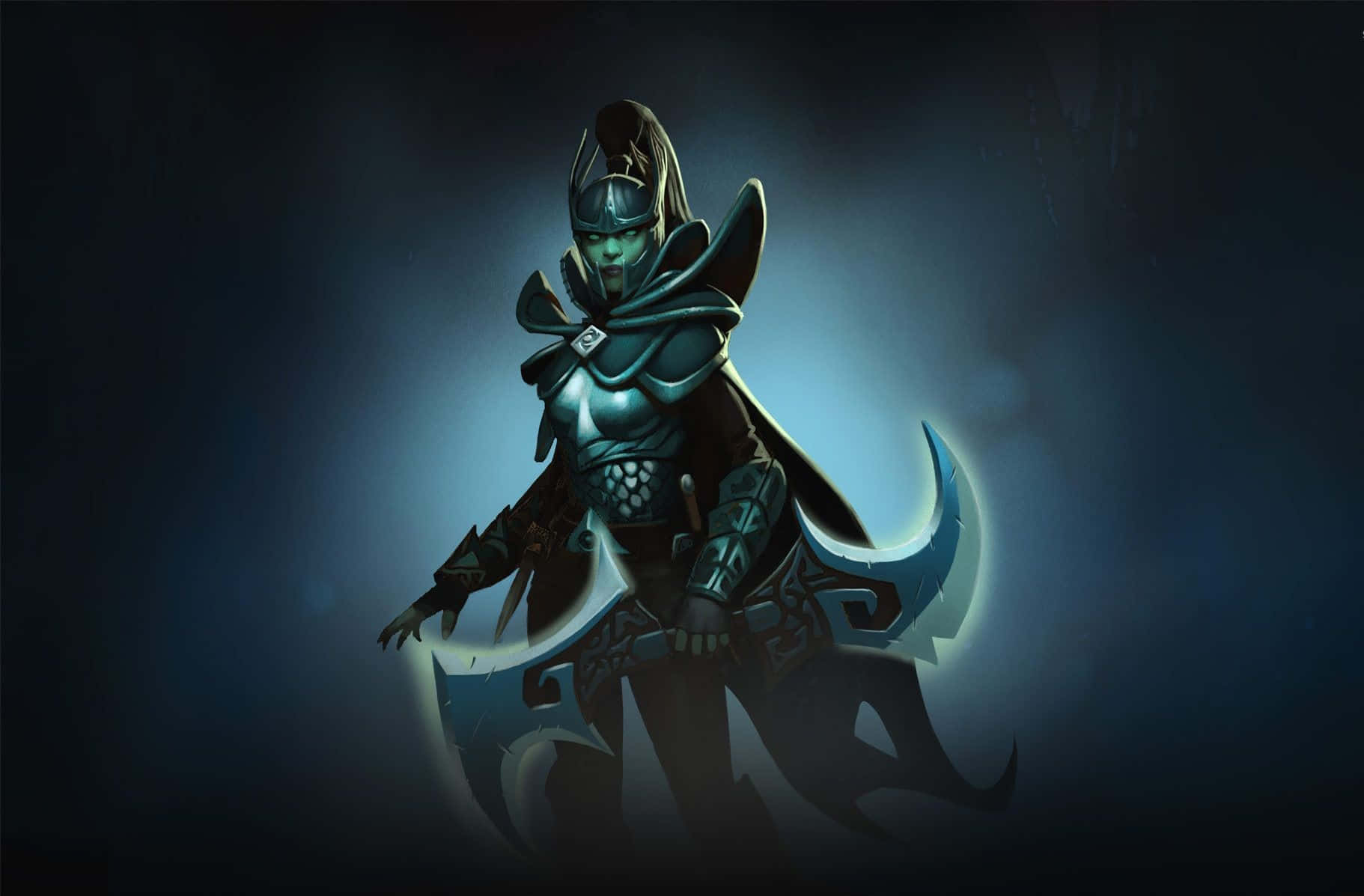 Phantom Assassin, blue armor, hooded cloak, HD Desktop Wallpaper