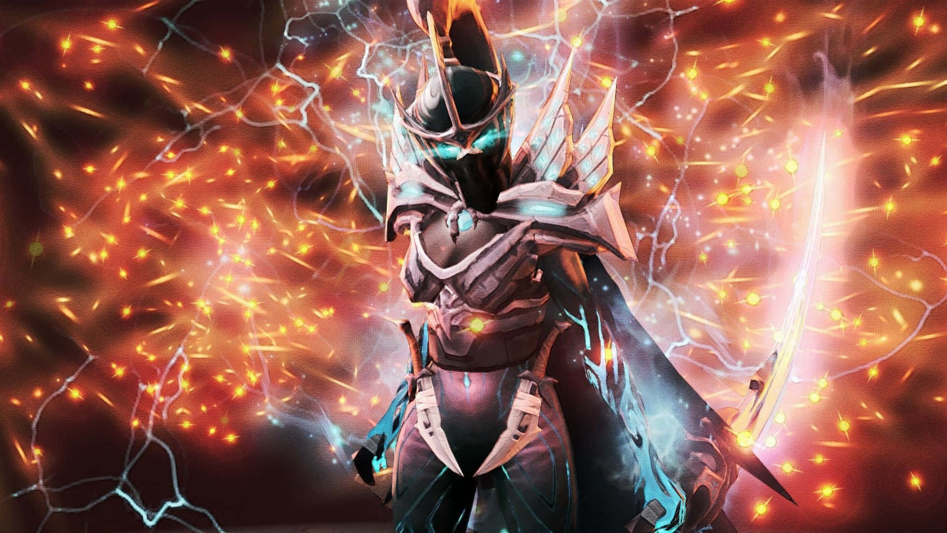 Phantom Assassin, glowing blue eyes, lightning crackling, Full HD Desktop Wallpaper