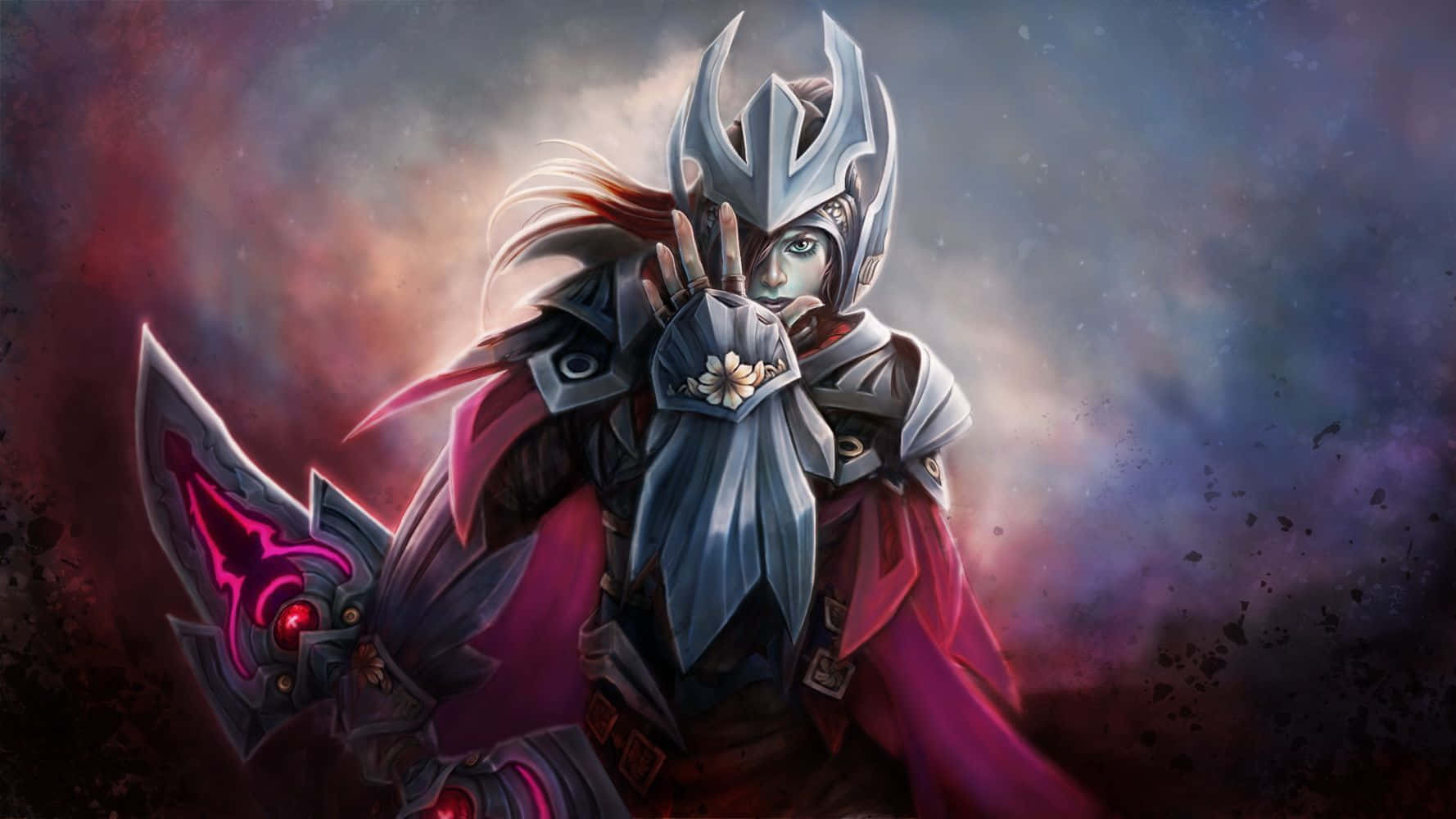 Phantom Assassin, silver armor, red cape, HD Desktop Wallpaper