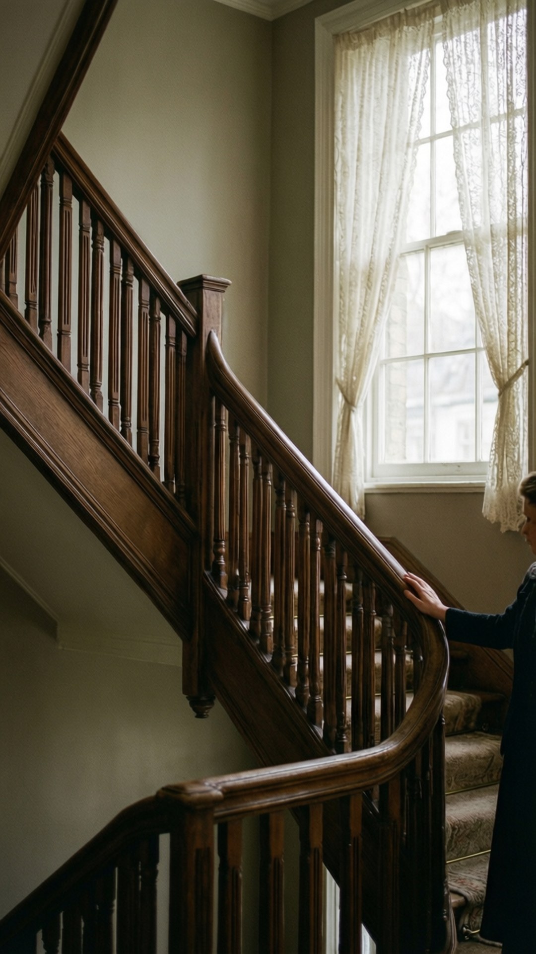 Phantom Thread, elegant townhouse interior, staircase elegance, Full HD Phone Wallpaper