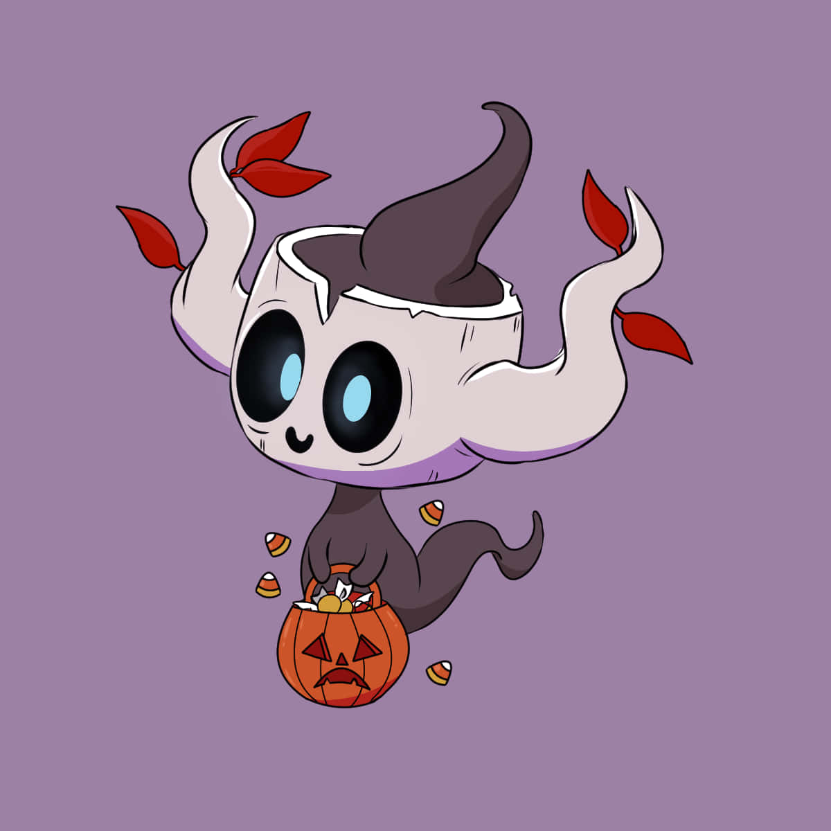 Phantump, jack-o-lantern candy bucket, red leaf horns, SD Desktop Wallpaper