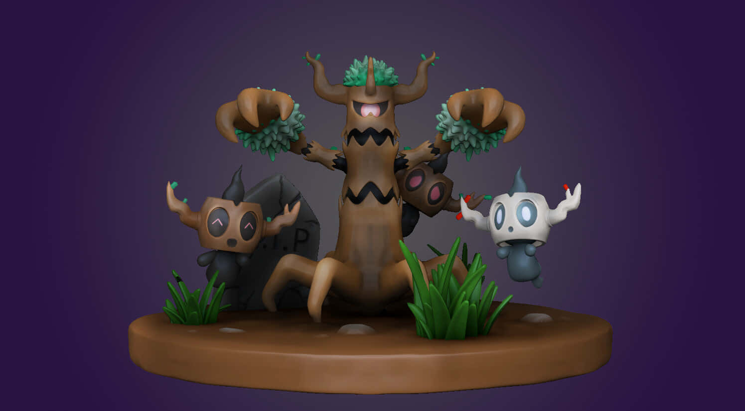 Phantump, 3D Art, wooden base, HD Desktop Wallpaper