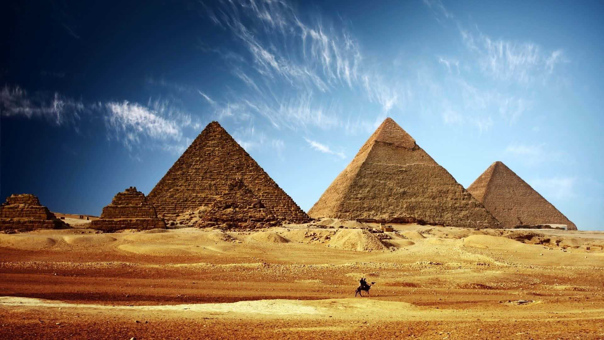 ancient Egypt, pyramids, golden desert sands, Full HD Desktop Wallpaper