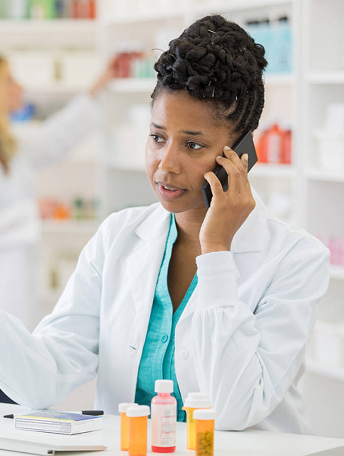 pharmacist, white coat, prescription bottles, SD Phone Wallpaper