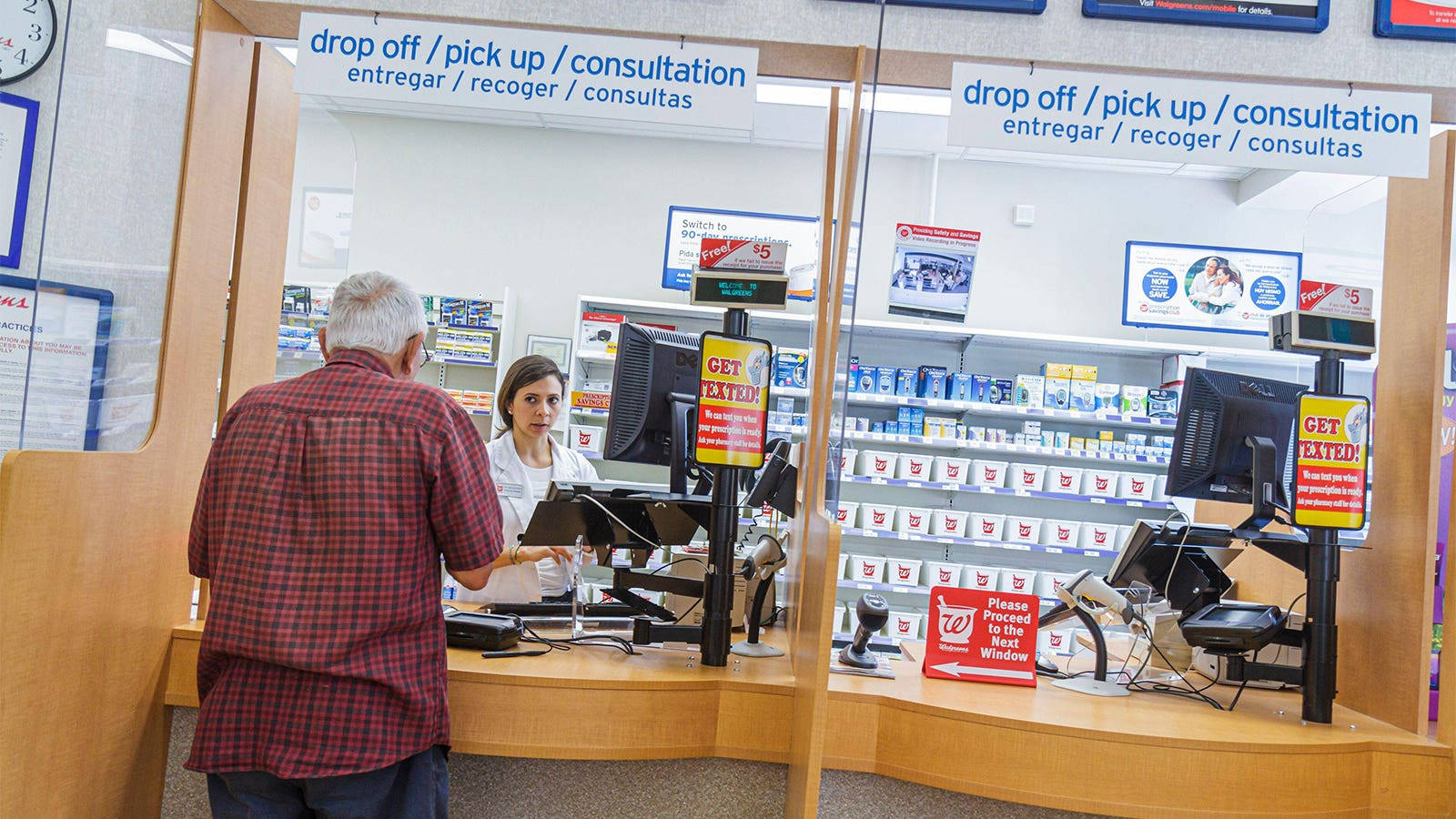 pharmacist, pharmacy counter, shelves of medications, HD Desktop Wallpaper