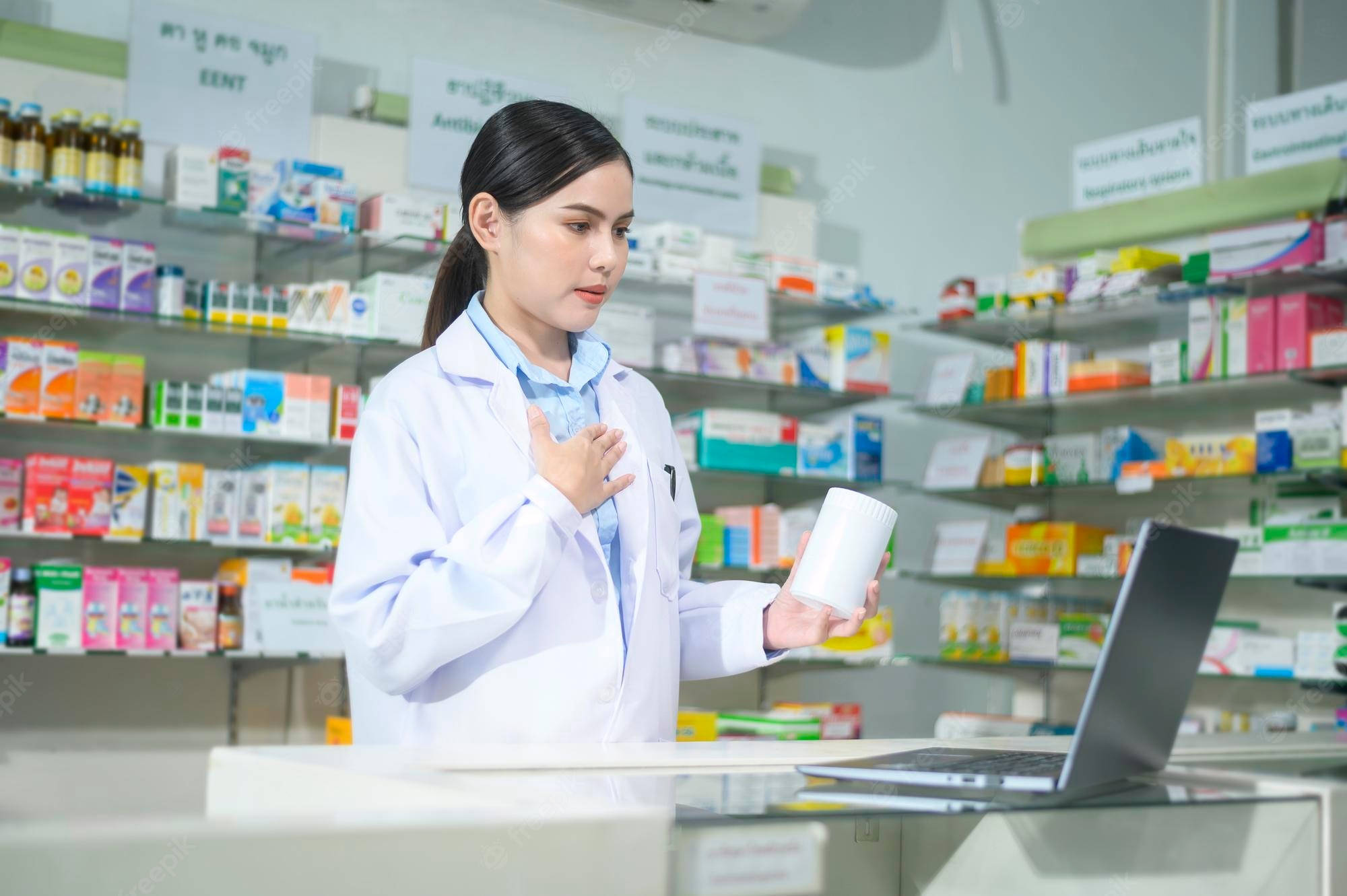 pharmacist, white coat, medication bottle, Full HD Desktop Wallpaper