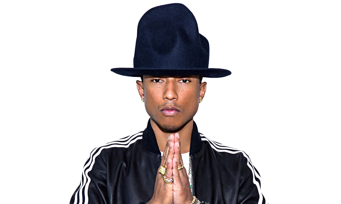 Pharrell Williams, black fedora, track jacket, SD Desktop Wallpaper
