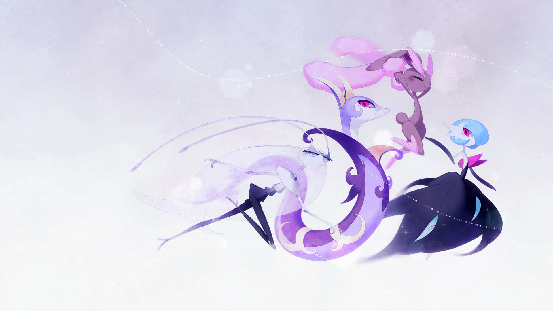 Pheromosa, purple Pokemon, anime-style, Full HD Desktop Wallpaper