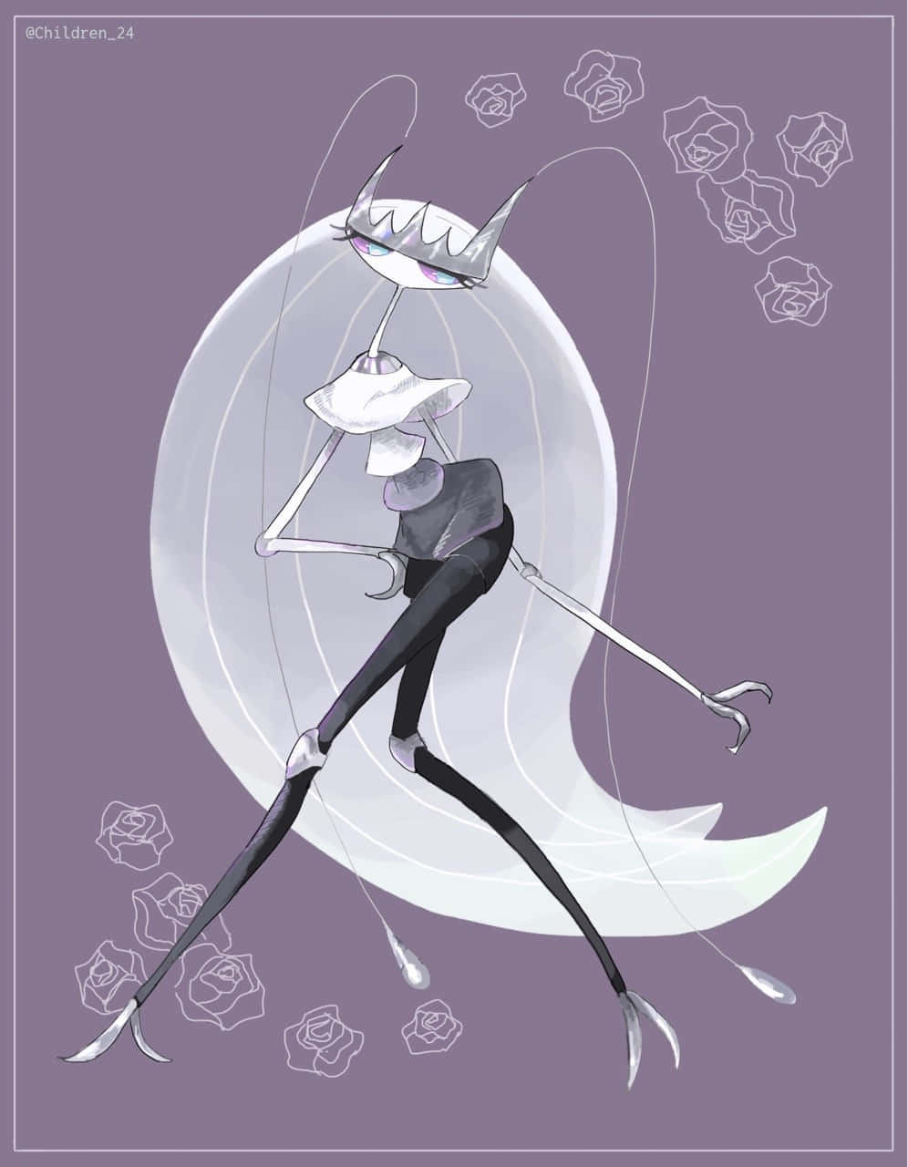 Pheromosa, purple floral background, crescent moon, HD Phone Wallpaper