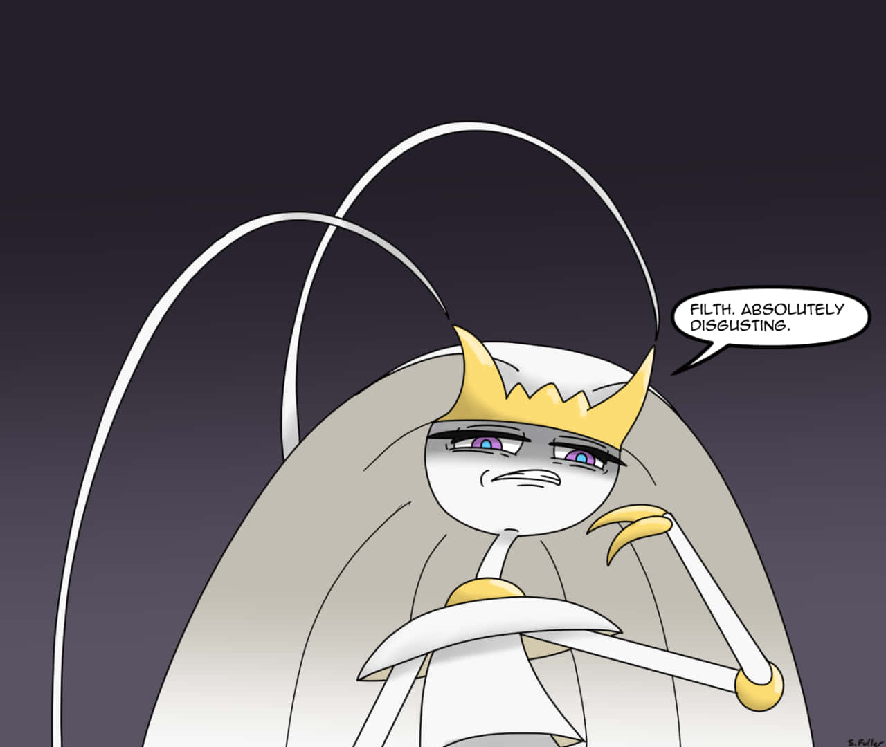 Pheromosa, gray hair, gold crown, HD Desktop Wallpaper