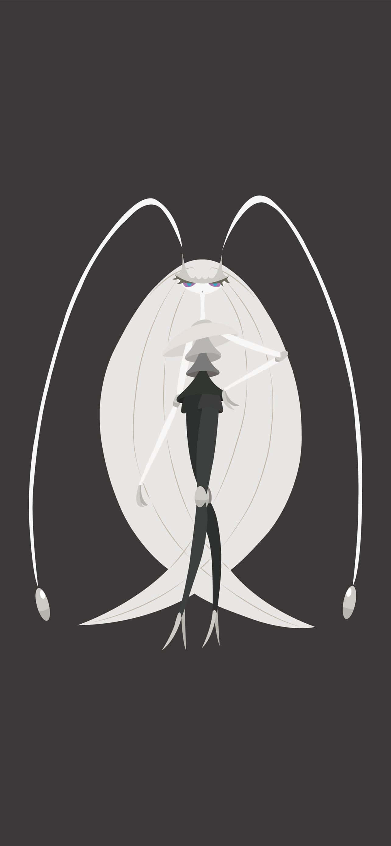 Pheromosa, dark gray background, long white hair, 2K Phone Wallpaper