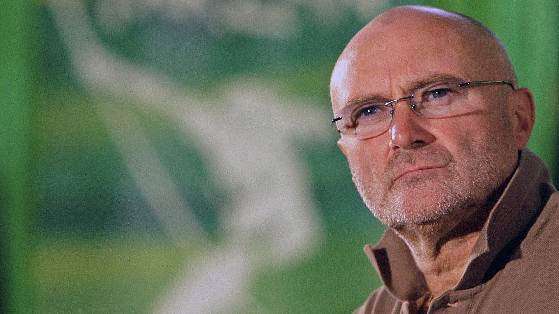 Phil Collins, bald man, glasses, Full HD Desktop Wallpaper