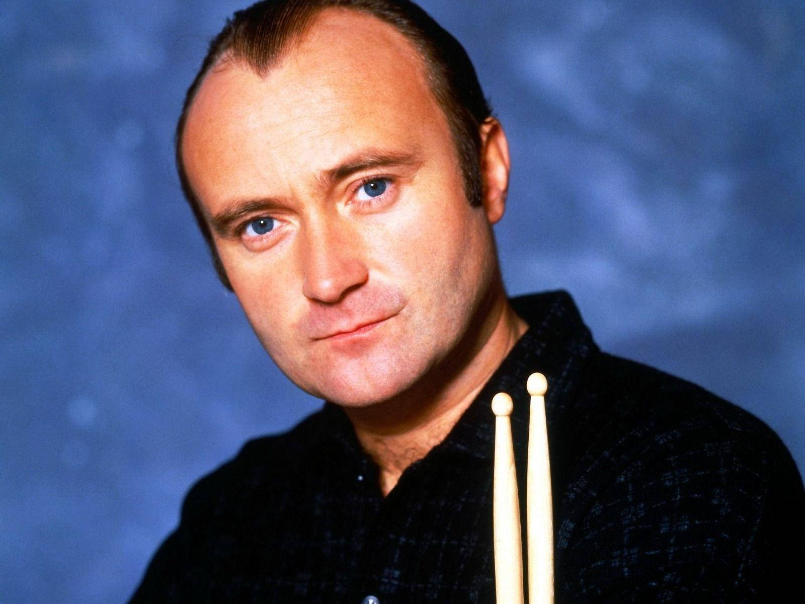 Phil Collins, blue eyes, drumsticks, HD Desktop Wallpaper