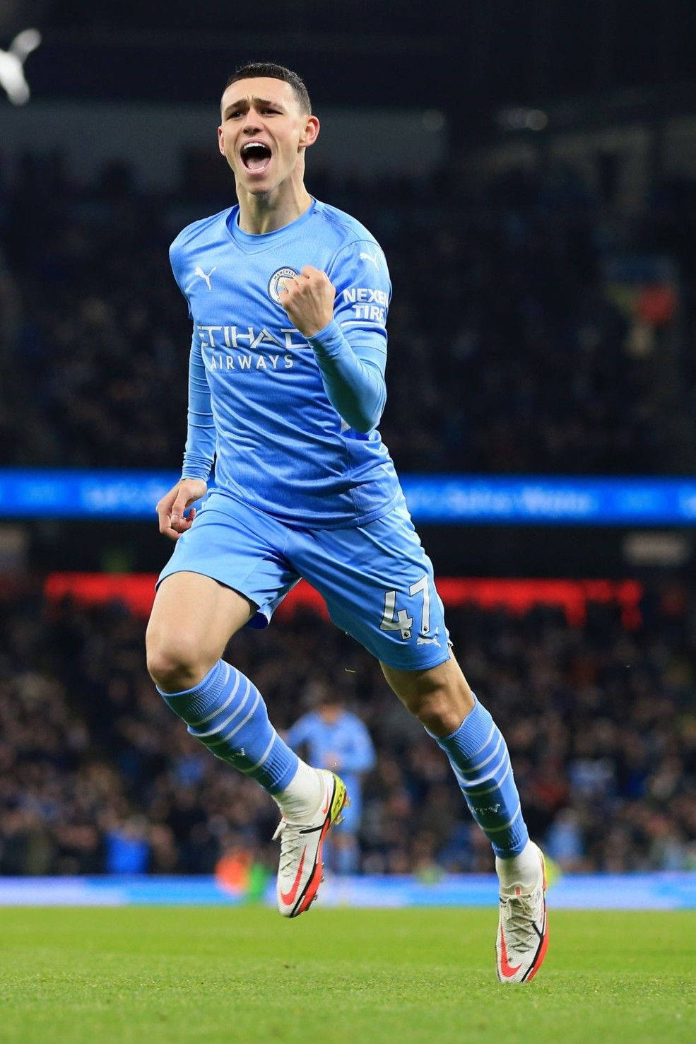 Phil Foden, blue kit, stadium pitch, HD Phone Wallpaper