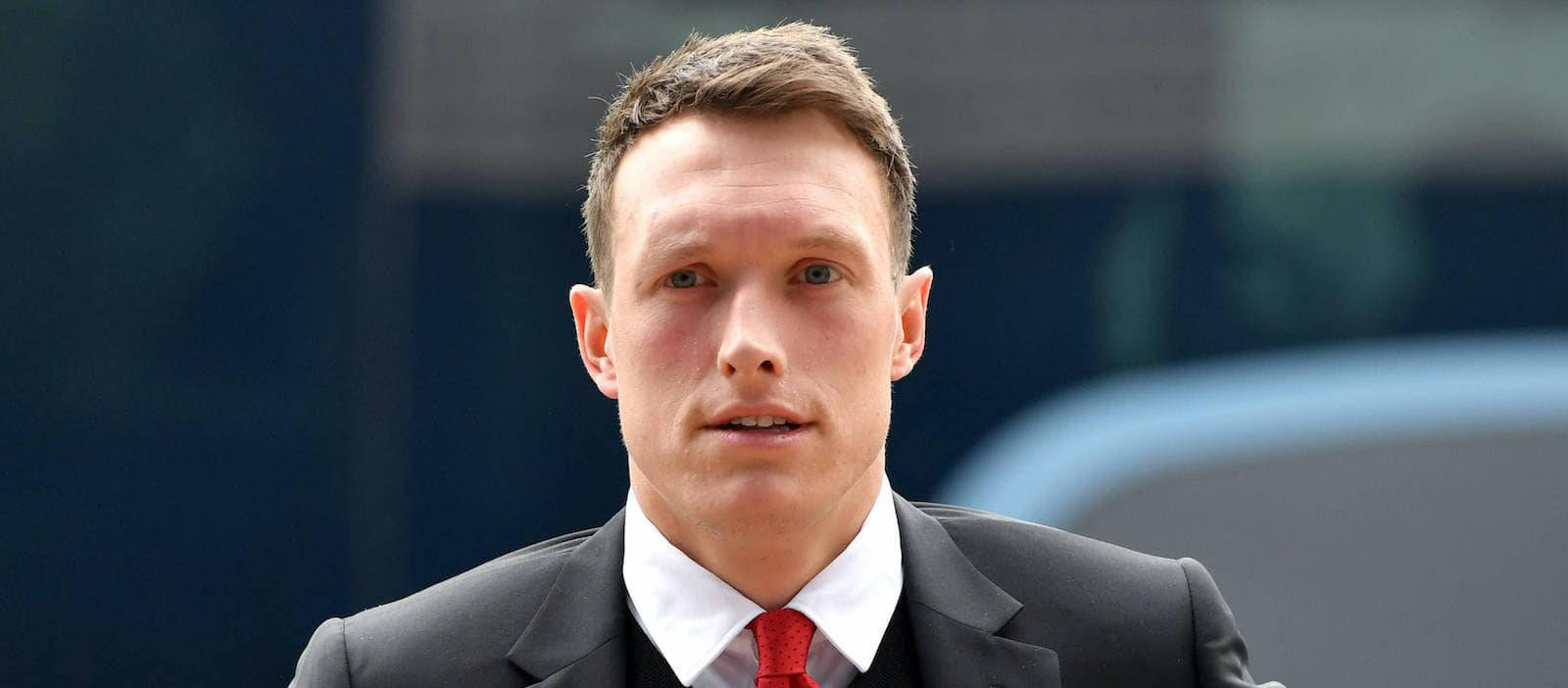 Phil Jones, dark suit, red tie, HD Desktop Wallpaper