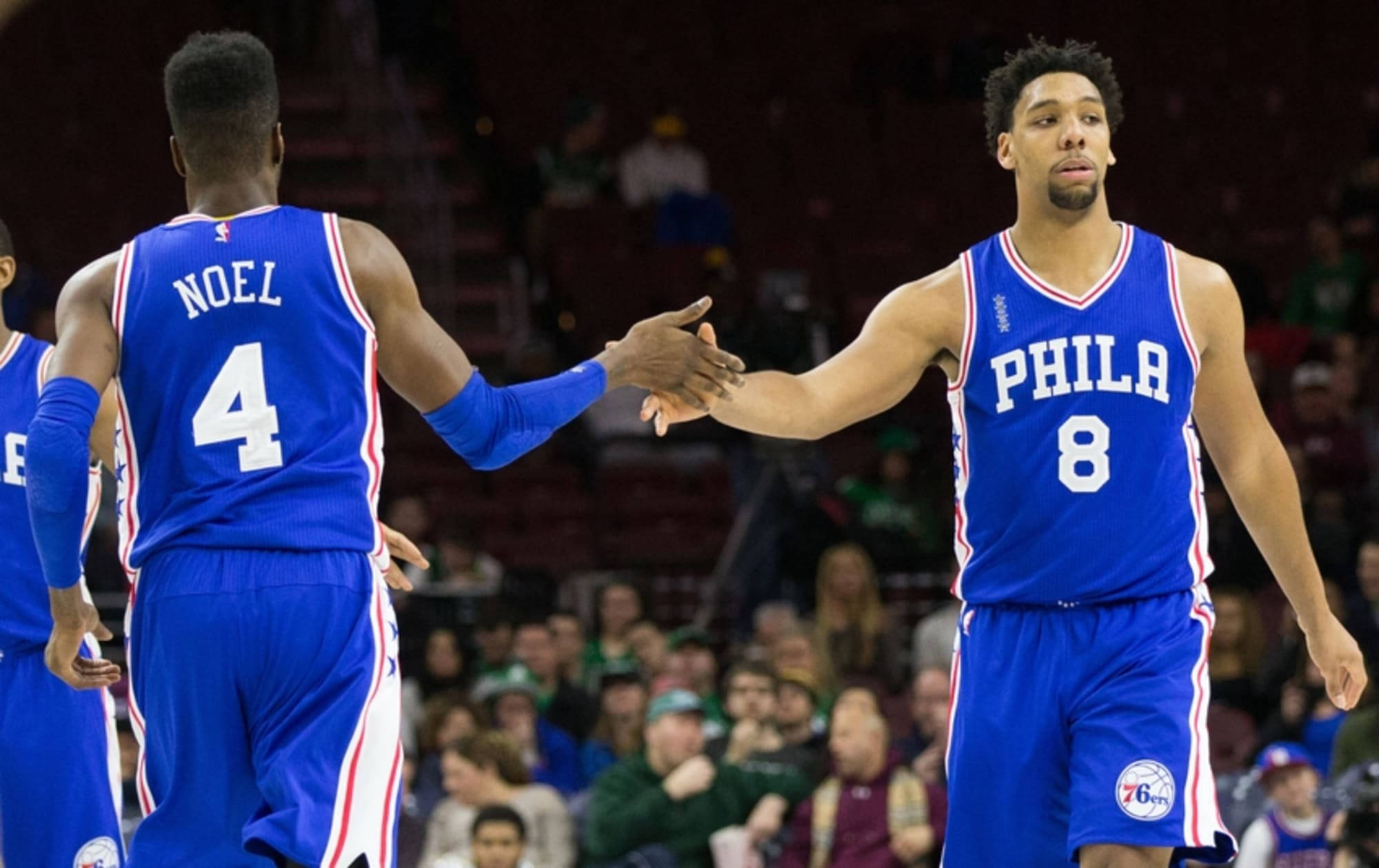 Philadelphia 76ers, player 8 Okafor, blue jerseys, Full HD Desktop Wallpaper