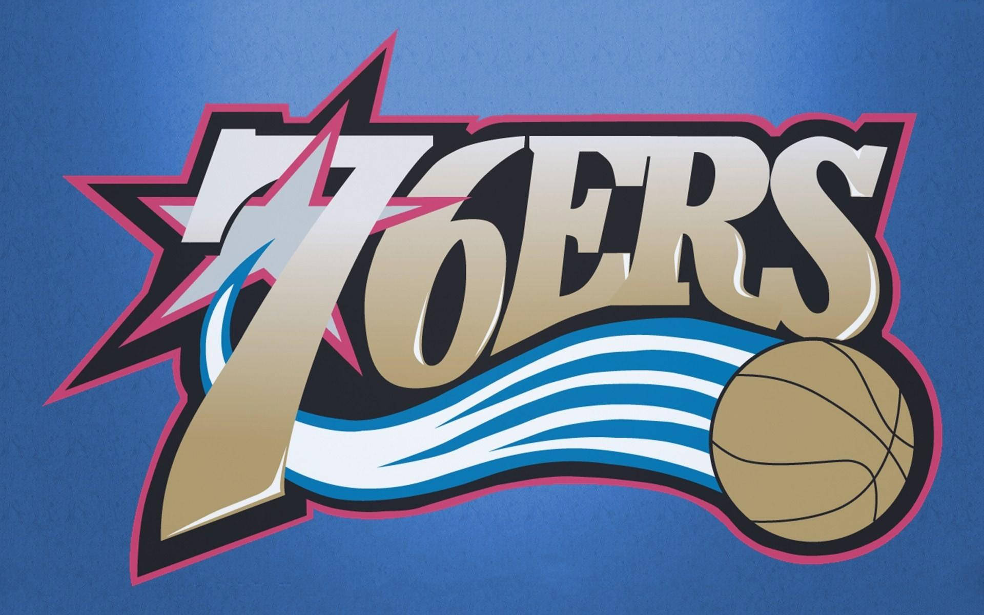 Philadelphia 76ers, blue textured background, gold lettering, Full HD Desktop Wallpaper
