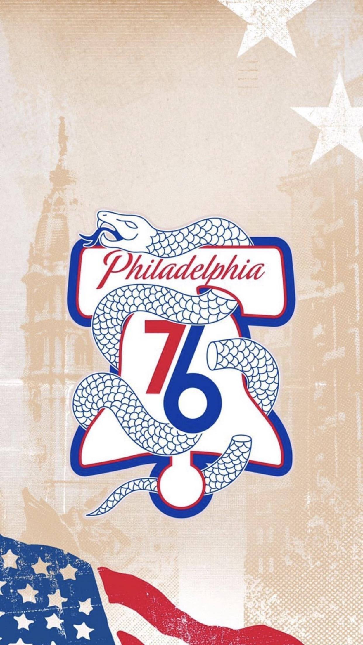 Philadelphia 76ers, vintage-style, coiled snake, Full HD Phone Wallpaper