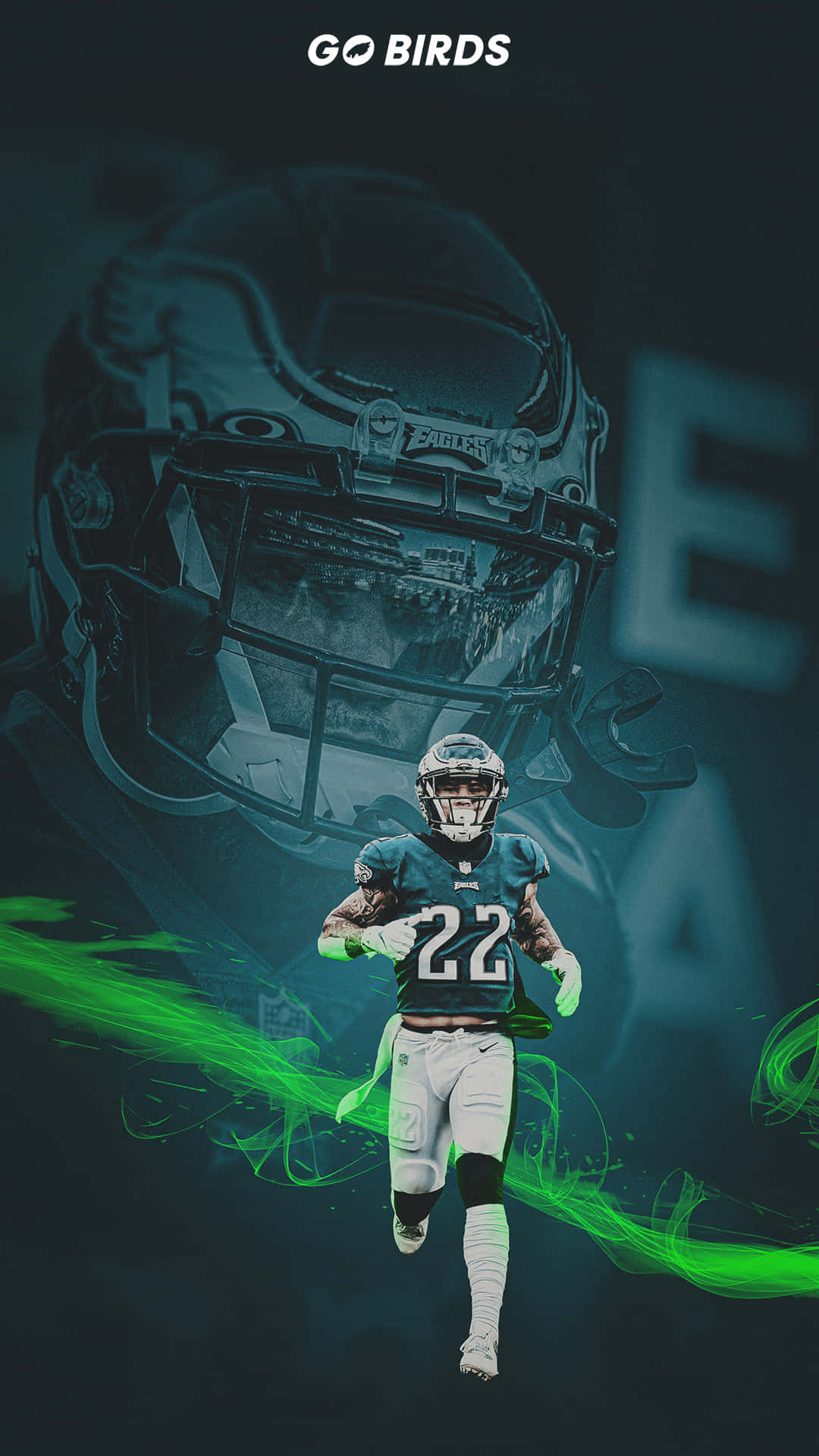 Philadelphia Eagles, teal jersey, number 22, Full HD Phone Wallpaper