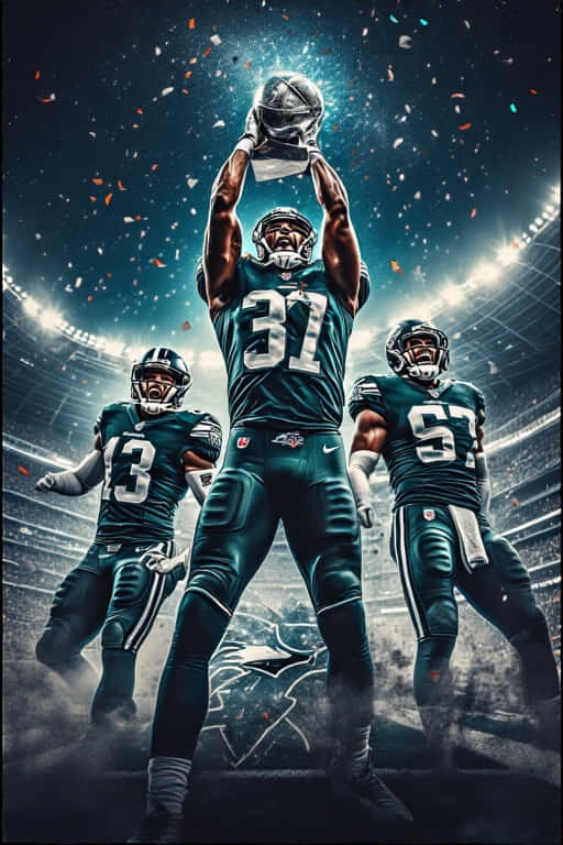 Philadelphia Eagles, teal uniforms, stadium lights, SD Phone Wallpaper