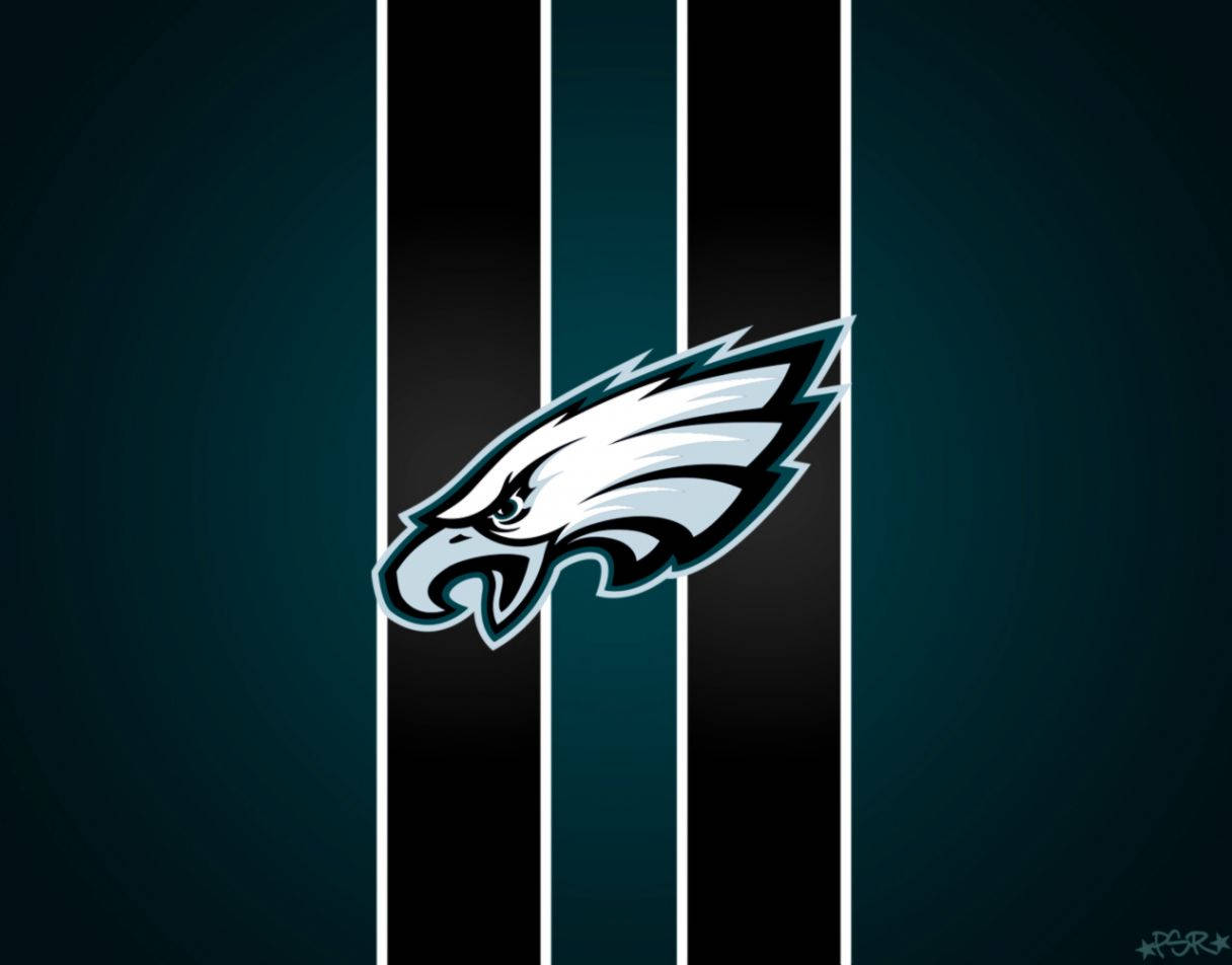 Philadelphia Eagles, white and teal eagle head logo, bold vertical stripes, SD Desktop Wallpaper