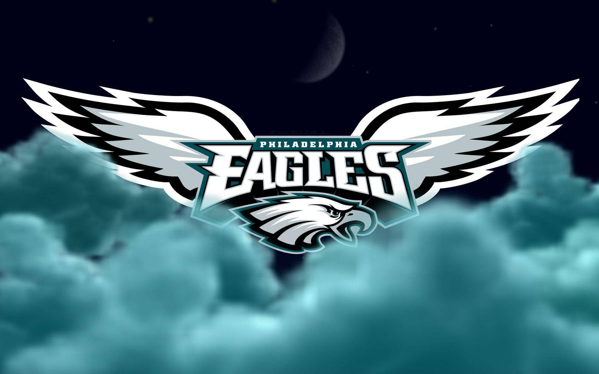 Philadelphia Eagles, logo with wings, teal clouds, Full HD Desktop Wallpaper