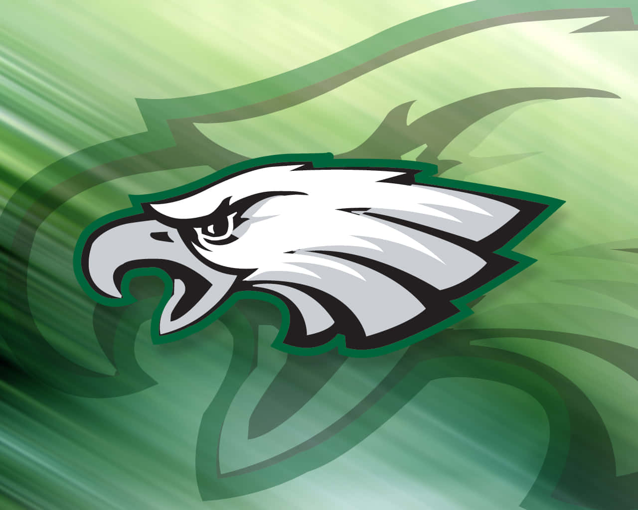 Philadelphia Eagles, white eagle head logo, black and green accents, HD Desktop Wallpaper