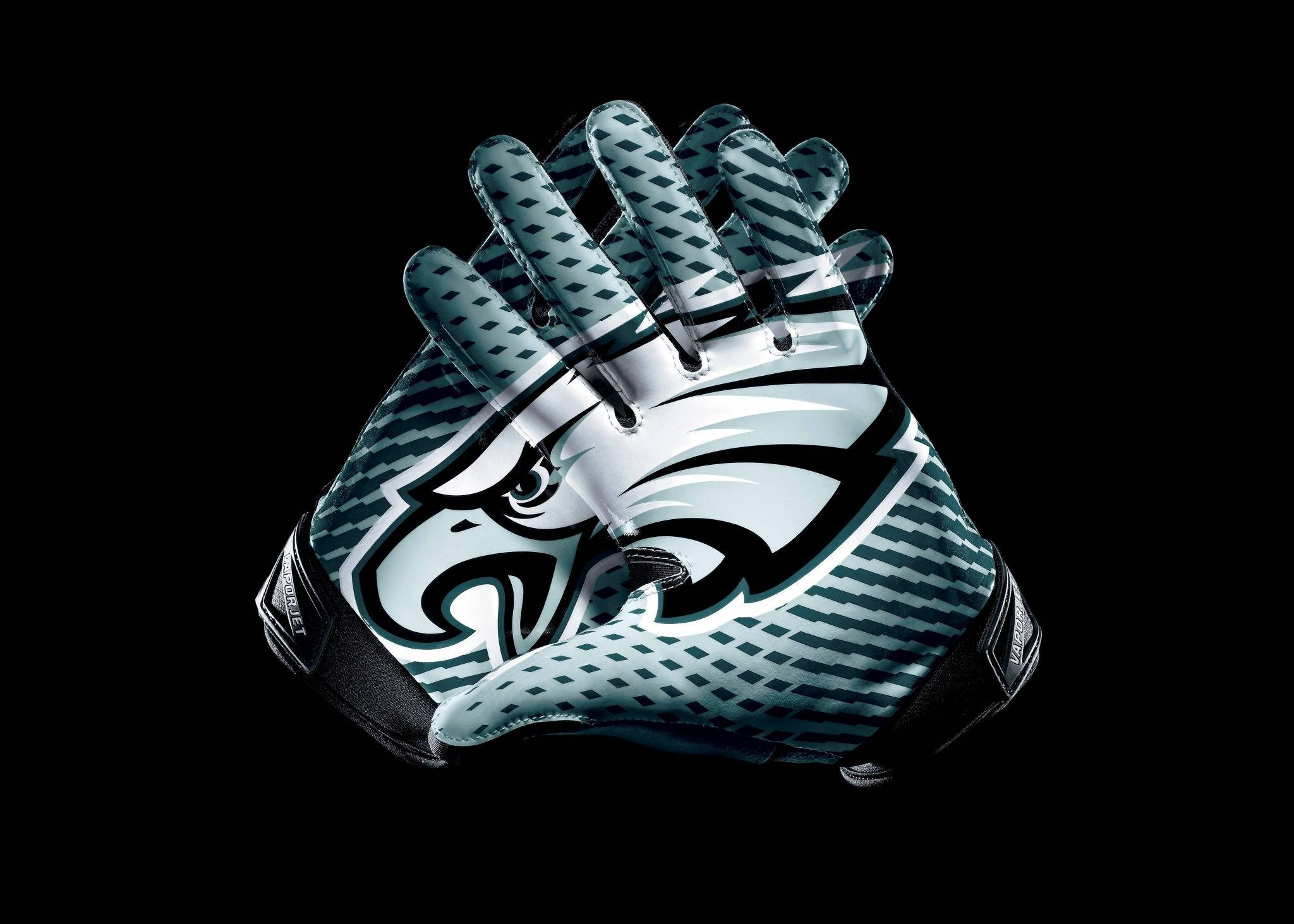 Philadelphia Eagles, eagle logo, teal black pattern, Full HD Desktop Wallpaper
