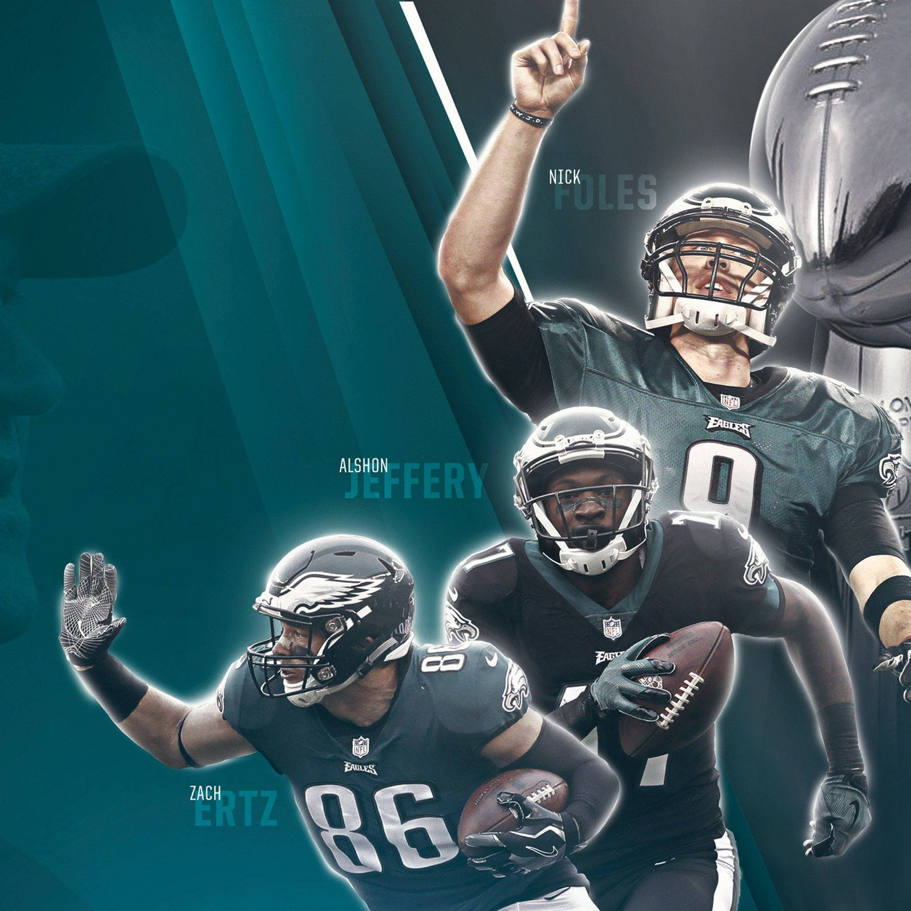 Philadelphia Eagles, trophy, teal gradient, HD Desktop Wallpaper