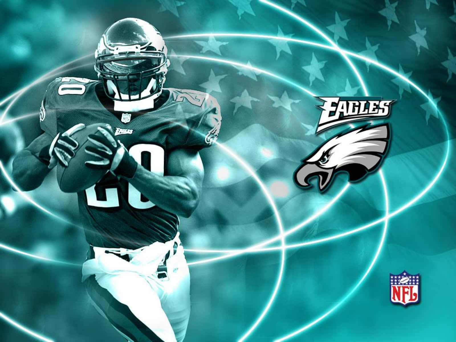 Philadelphia Eagles, teal background, stars, HD Desktop Wallpaper