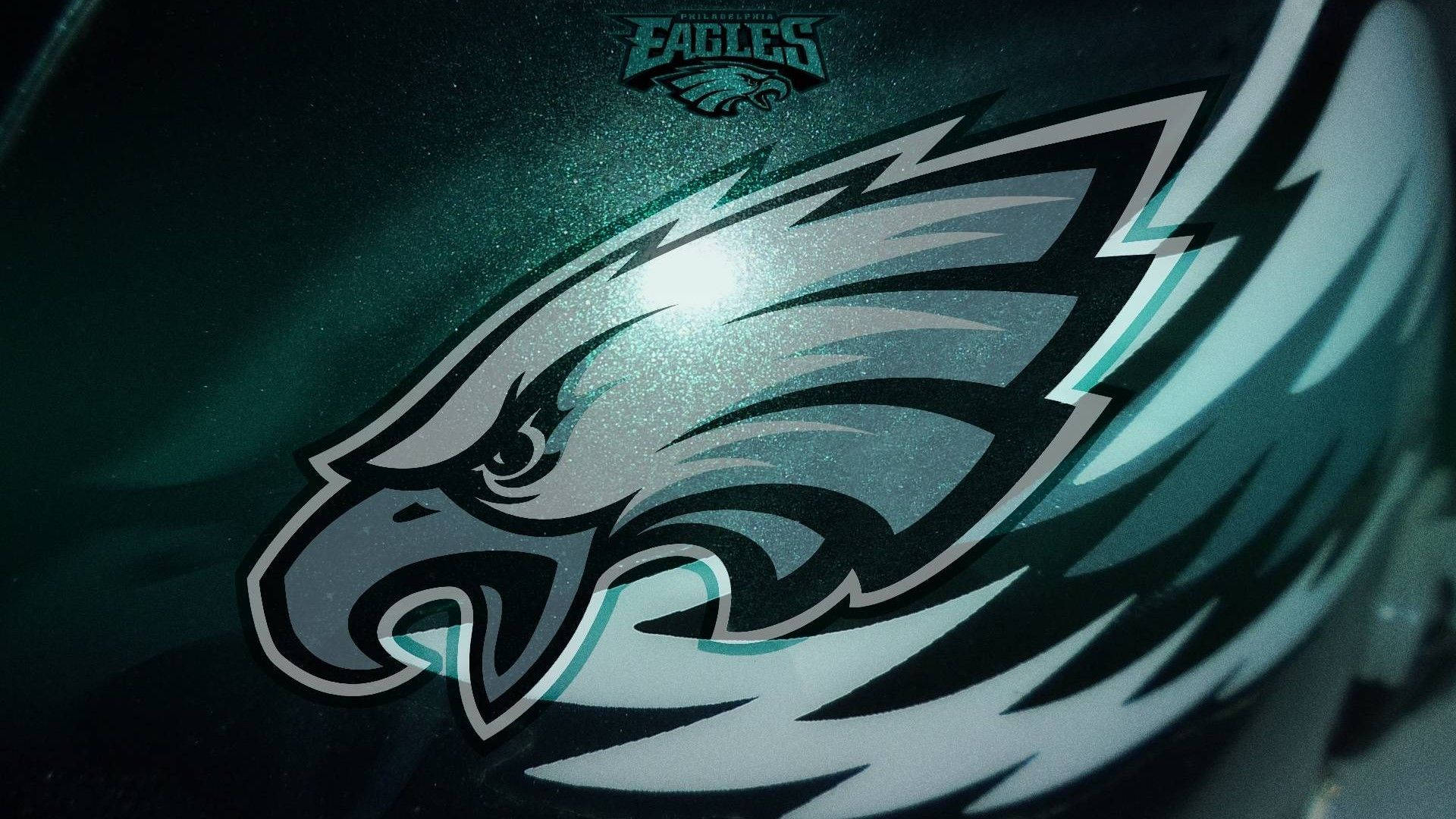 Philadelphia Eagles, teal and silver eagle logo, football helmet, Full HD Desktop Wallpaper