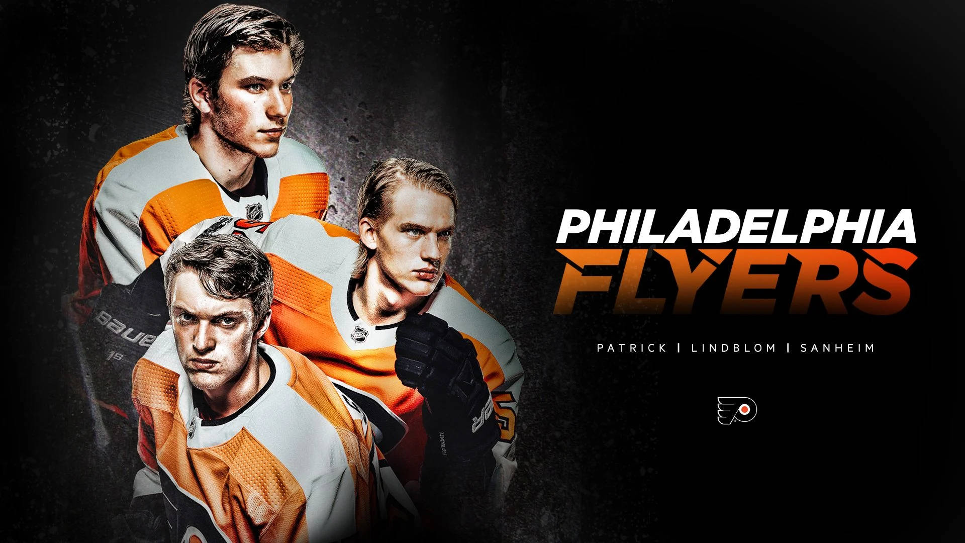 Philadelphia Flyers, orange and white jerseys, hockey players, Full HD Desktop Wallpaper