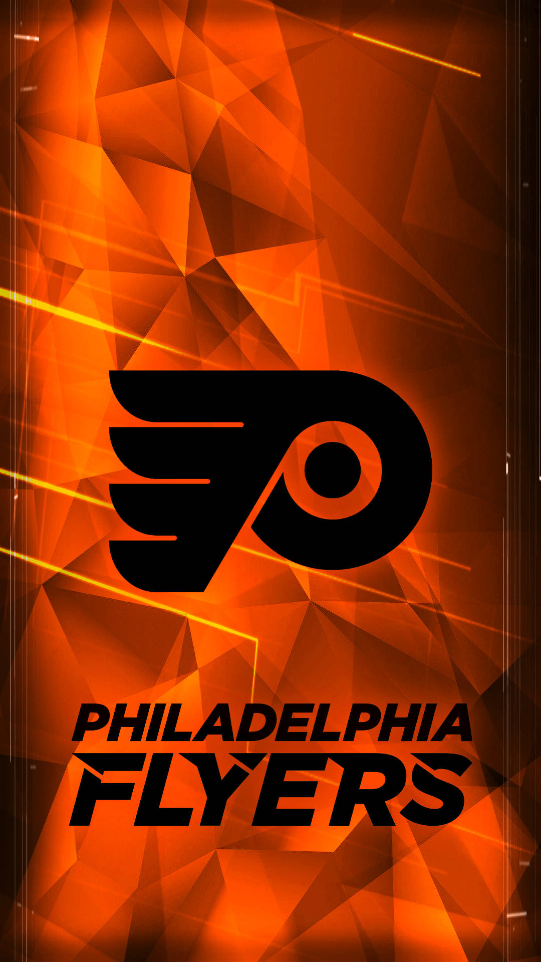 Philadelphia Flyers, black logo, orange geometric background, Full HD Phone Wallpaper
