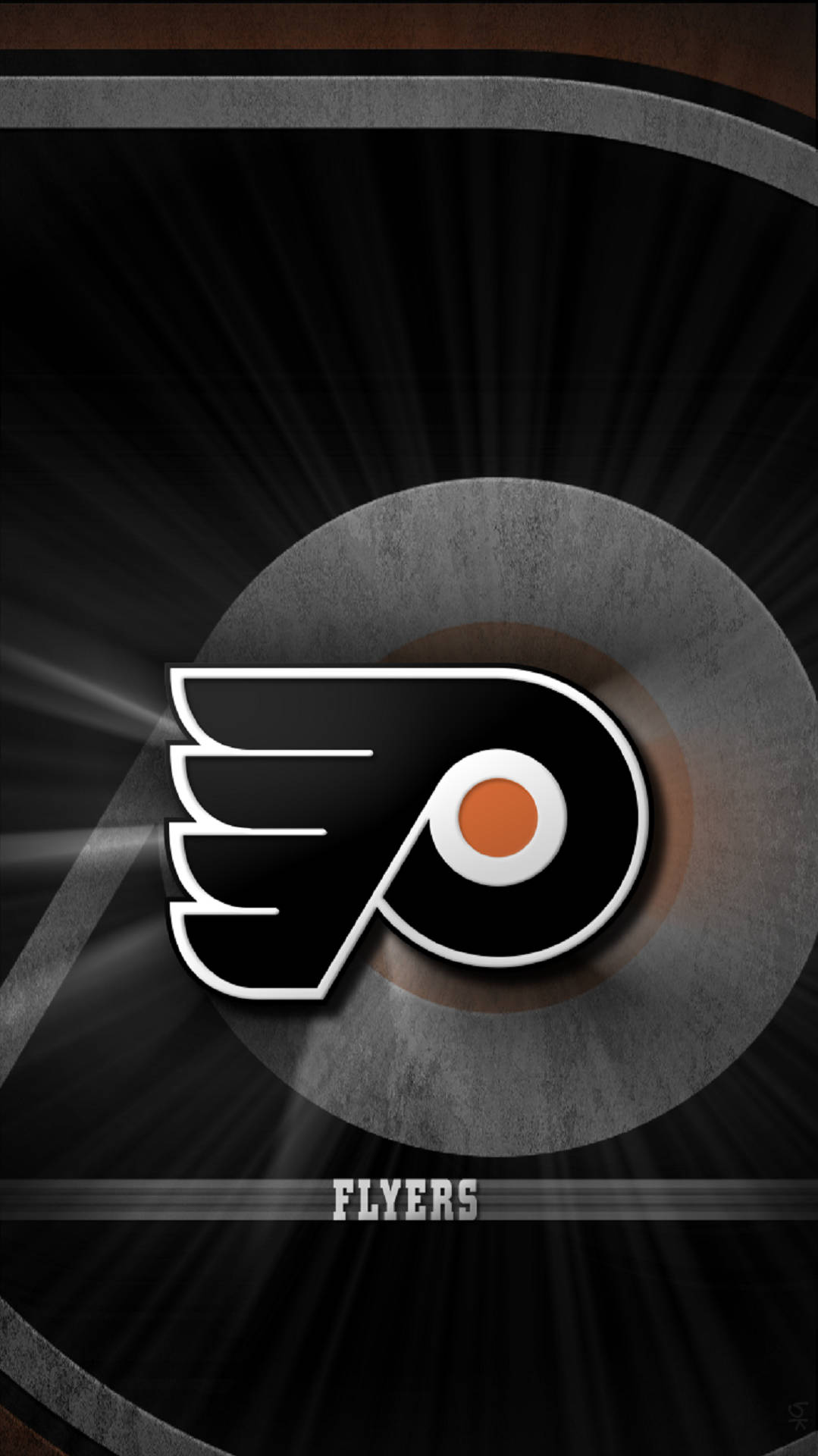 Philadelphia Flyers, dark metallic background, radial light beams, Full HD Phone Wallpaper