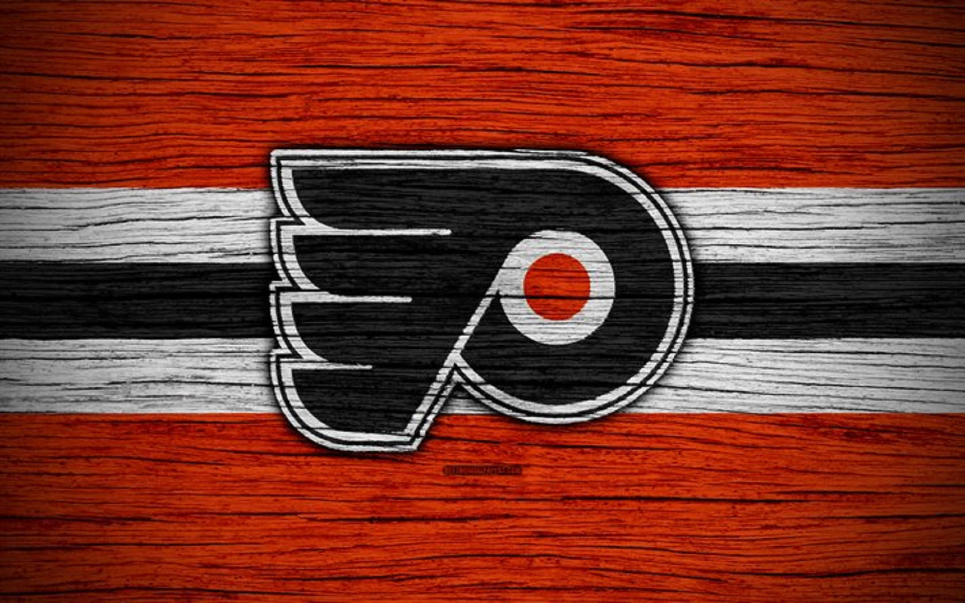 Philadelphia Flyers, red wood, orange black and white stripes, Full HD Desktop Wallpaper
