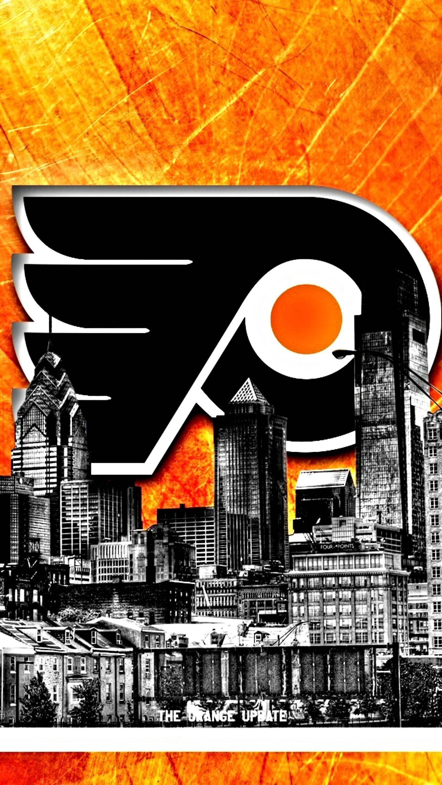 Philadelphia Flyers, black and orange, logo, Full HD Phone Wallpaper