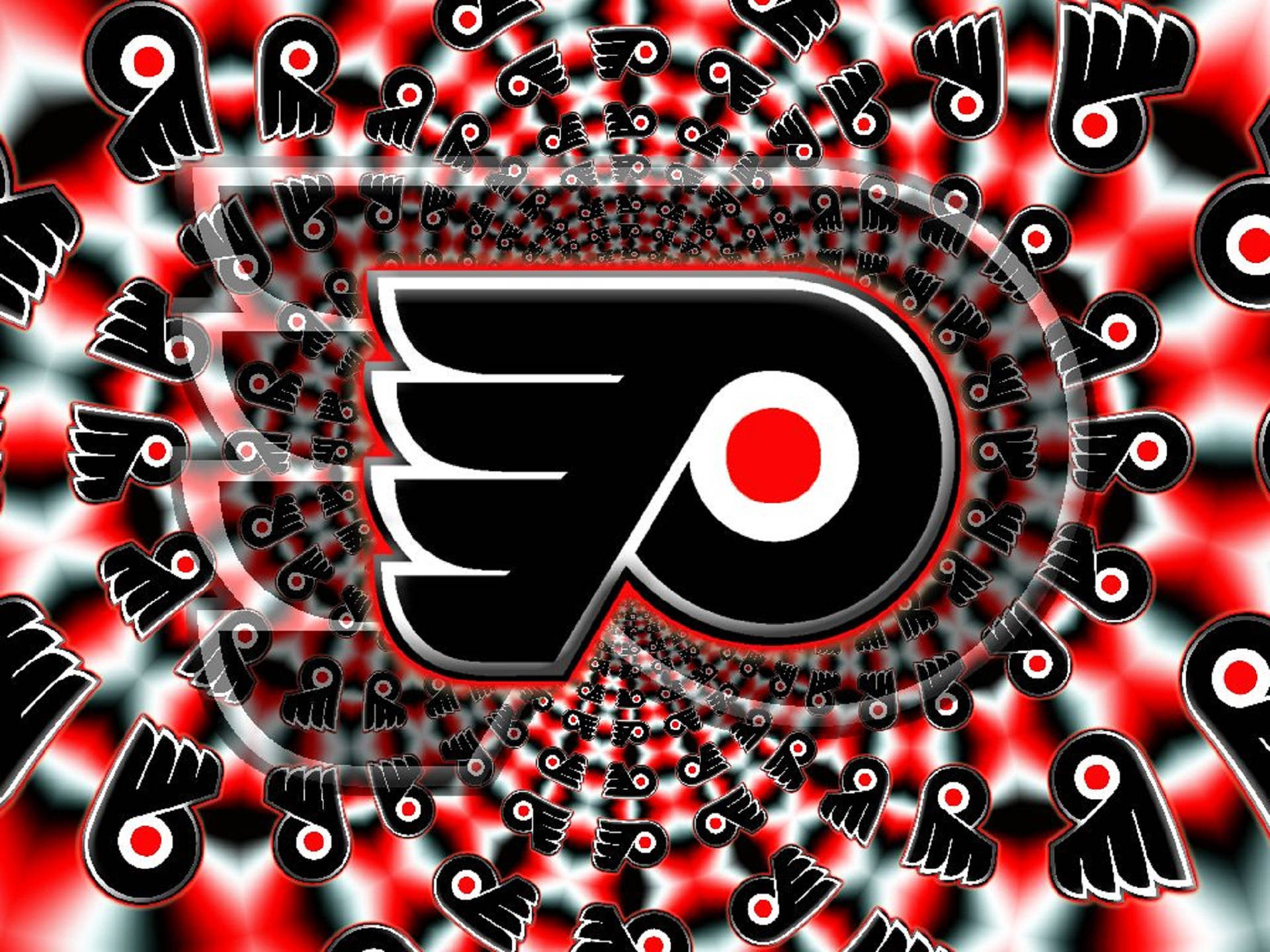 Philadelphia Flyers, optical art logo, red and white background, Full HD Desktop Wallpaper