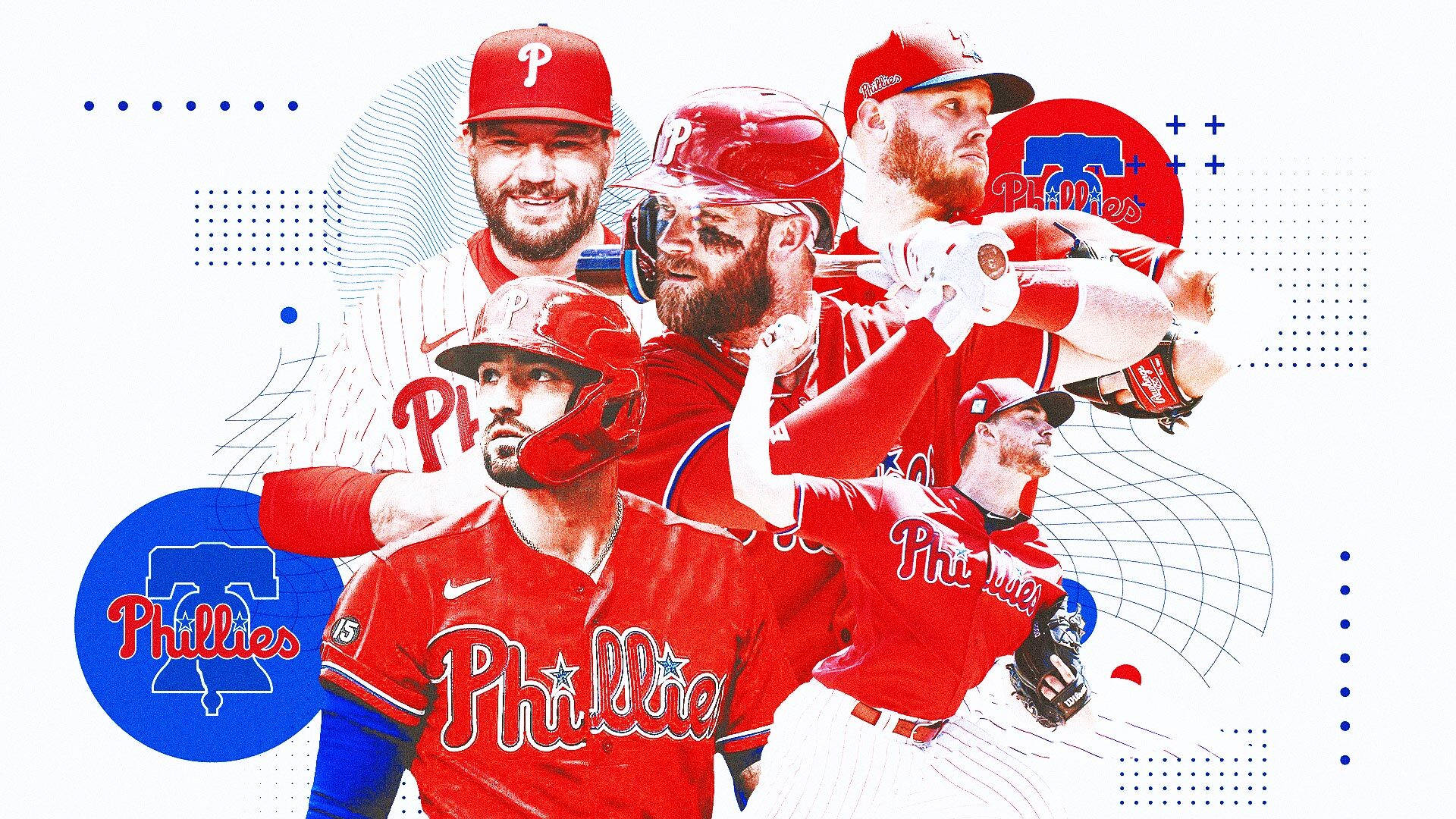 Philadelphia Phillies, red uniforms, bats, Full HD Desktop Wallpaper