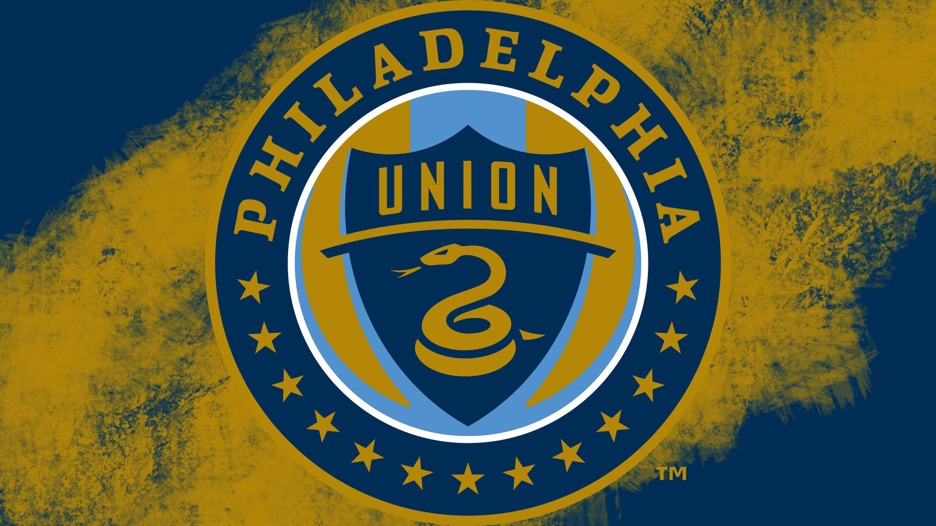 Philadelphia Union, soccer team logo, coiled snake emblem, Full HD Desktop Wallpaper